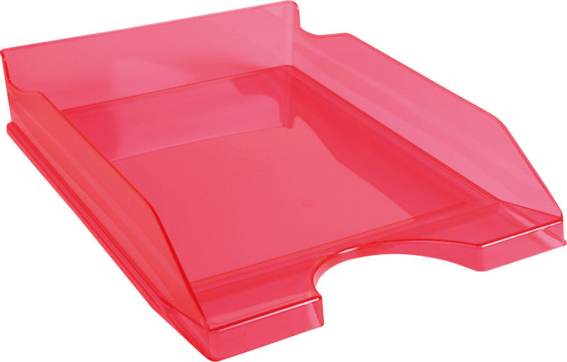 Exacompta Ecotray – Briefkorb für A4+, Kunststoff, himbeer transparent, 255 × 70 × 350 mm