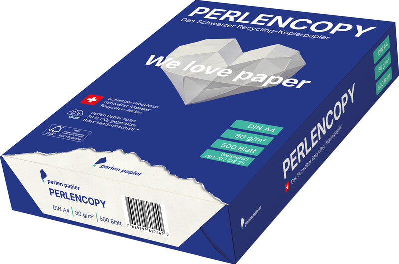 Perlen papier Recyclingpapier matt weiss – A4, 80 g/m², 500 Blatt