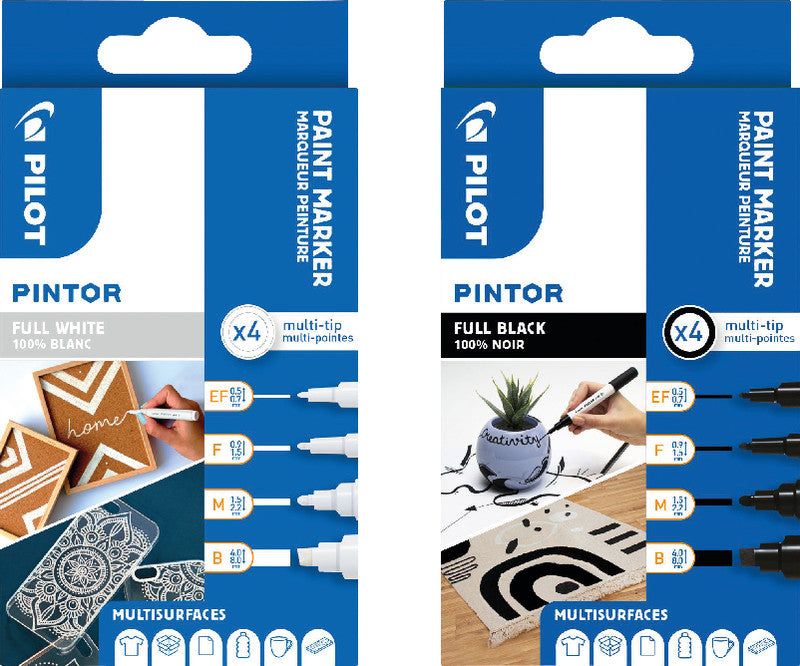 Pilot Pigment-Marker Pintor – weiss – 4er-Set – deckend