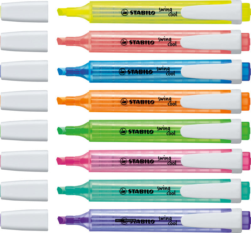 STABILO Swing Cool Textmarker Set 4 Farben – Keilspitze, 1–4 mm