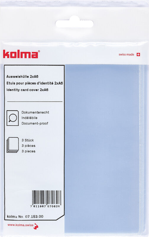 Kolma Dokumentenhülle – für A6-Formate – 105 × 148 mm, Kunststoff, transparent – 3 Stück