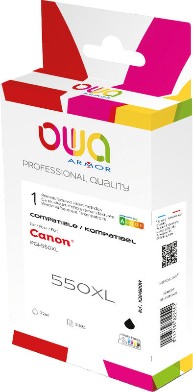 Owa Tintenpatrone PGI-550XLBK, schwarz, 25 ml, kompatibel – für Canon