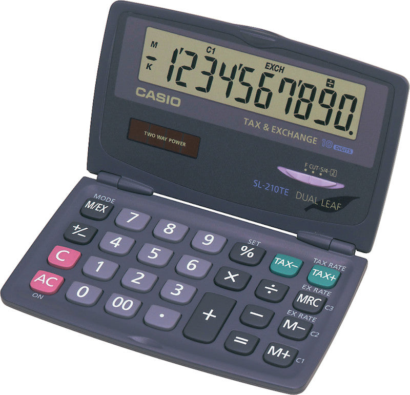 Casio Taschenrechner SL-320TER+ – 12-stellig, LCD, Steuer/Währung, Solar + Batterie, blau, 70×119×8 mm