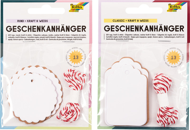 Folia Geschenketiketten – rund, neutral – 12 Etiketten – Papier