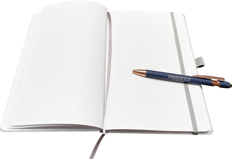 Denkzettel Notizbuch A5, kariert, Hardcover, 192 Seiten, perforiert, 80 g/m² – anthrazit