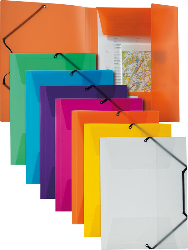 Kolma Sammelmappe für A4, Kunststoff, transparent, mit Gummizug