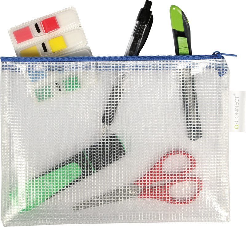 Q-connect Reissverschlusstasche – für A4-Dokumente – 337 × 255 mm, Kunststoff, Grün – 8 Stück