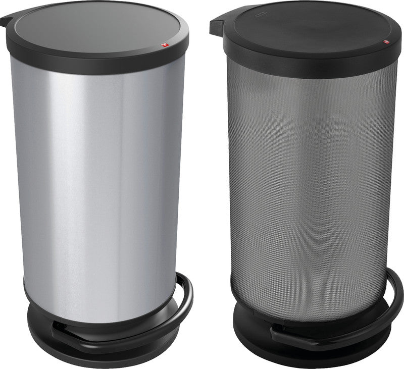 Rotho Abfallcontainer – 30 l – mit Deckel – Kunststoff, Silber – B × H × T 302 × 592 × 357 mm