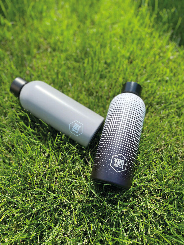 Youbottles Trinkflasche Dual – 5 dl – Edelstahl, isoliert, Schraubverschluss – Monochrome Grau
