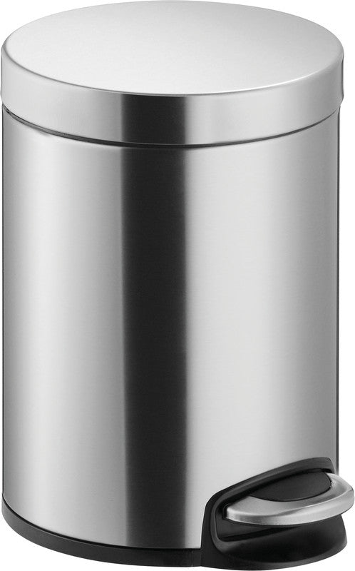 Helit Tretabfallbehälter the silent – 5 l, mit Deckel, Edelstahl – Ø 230 × H 292 mm
