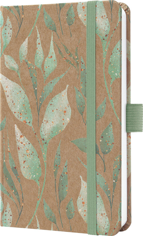Sigel JOLIE Pure Agenda – 1 Woche/2 Seiten, gebunden, A6, Jan–Dez, 2026, mehrsprachig, Sparkle Leaves, FSC