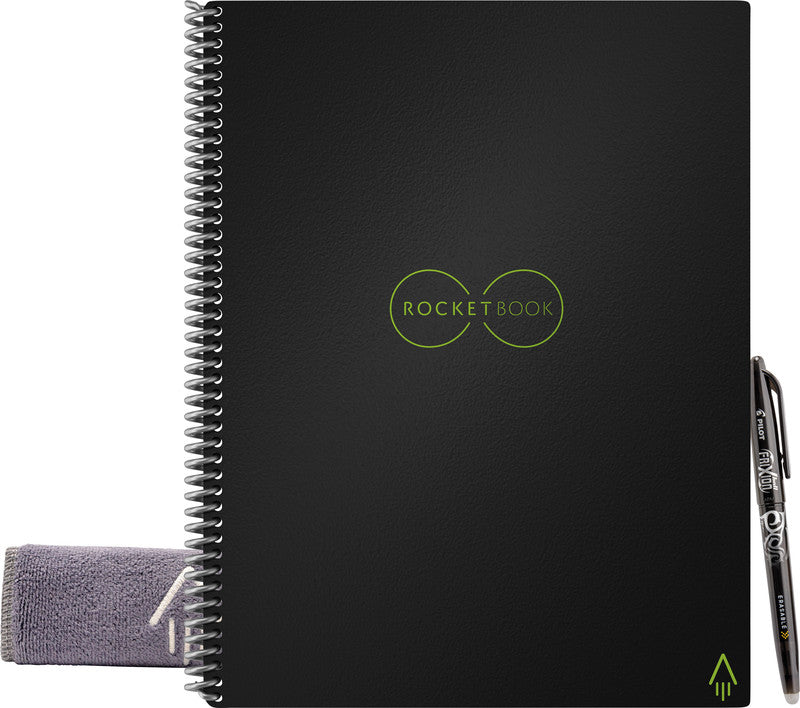 Rocketbook Notizbuch A4, punktkariert, Spiralbindung, Hardcover, 32 Seiten – schwarz, für Rocketbook App