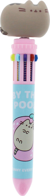 Pusheen Spinny Pen Multifunktions-Kugelschreiber – 10 Farben (Violett, Rot, Blau), Schiebe, Kunststoff