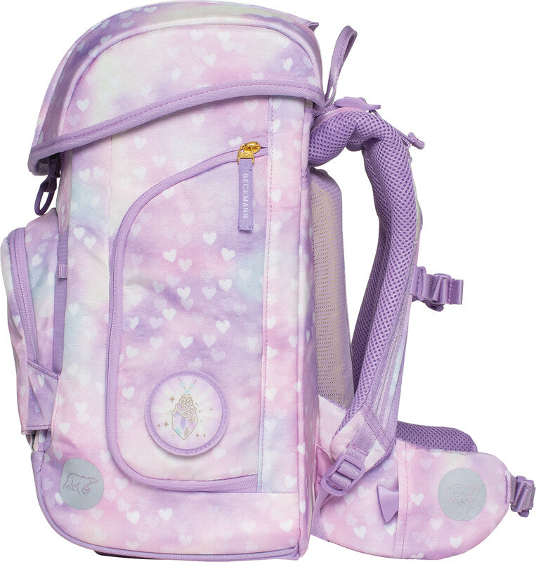 Beckmann Schulrucksack Plus Air – Einhorn Prinzessin Lila – 28,0×40,5×23,0 cm – Recycelte Materialien