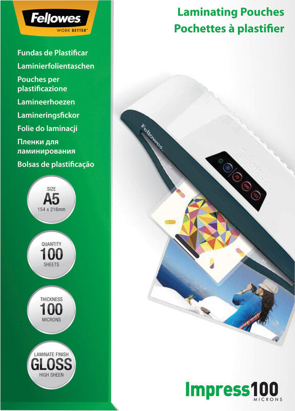 Fellowes Selbstlaminierfolien A5 – 100 µm, glänzend, 100 Stück