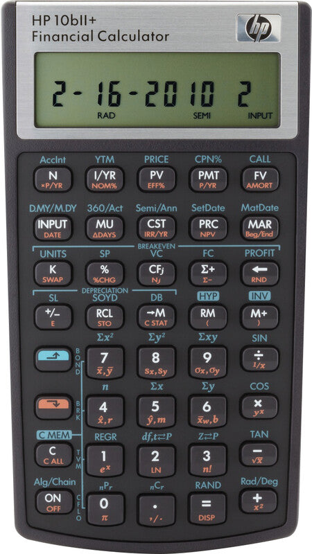 HP Taschenrechner 10bII+ – 12-stellig, LCD, Finanz/Statistik, Batterie, 80×145×12 mm