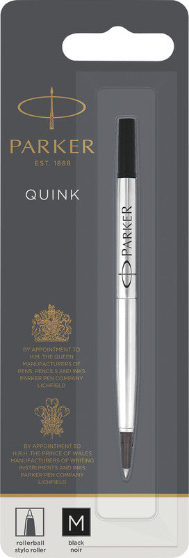 Parker Rollerpatrone Grossraum Quink für Parker Rollerball – Schwarz, 0,7 mm, geruchsarm, 1 Stk.