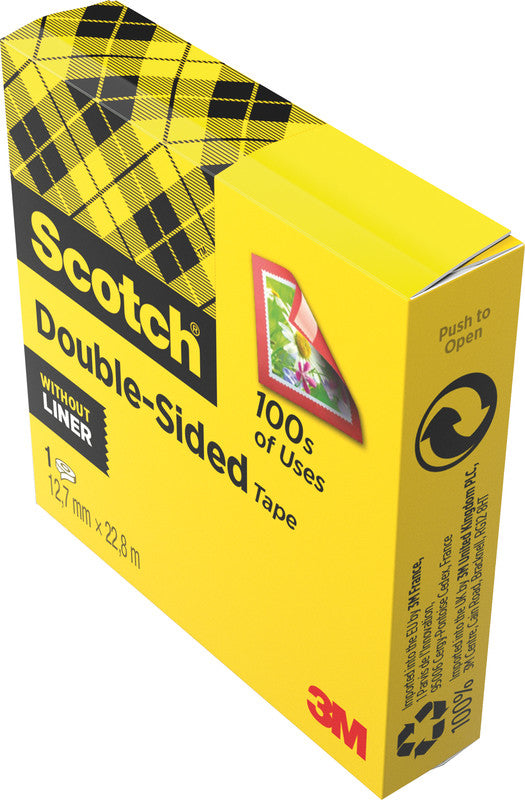 3M Scotch Doppelseitiges Klebeband 665 – permanent, klar, Zelluloseazetat, 12 mm × 23 m, Kern Ø 25 mm