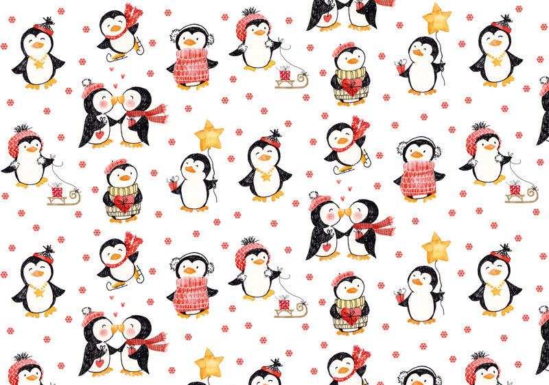 Braun + Company Geschenkpapier – Pingie Kiss (Weihnachten) – Papier, weiss, 700 × 2000 mm