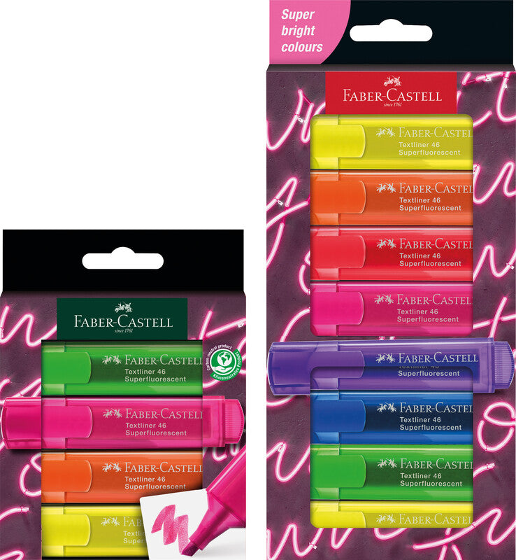 Faber-Castell 46 GenZ Textmarker Set 8 Farben – Keilspitze, 1–5 mm, nachfüllbar