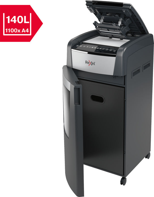 Rexel Optimum AutoFeed+ 750X – Aktenvernichter mit Autofeed 750 Blatt, DIN P-4, Partikelschnitt 4 × 30 mm, 140