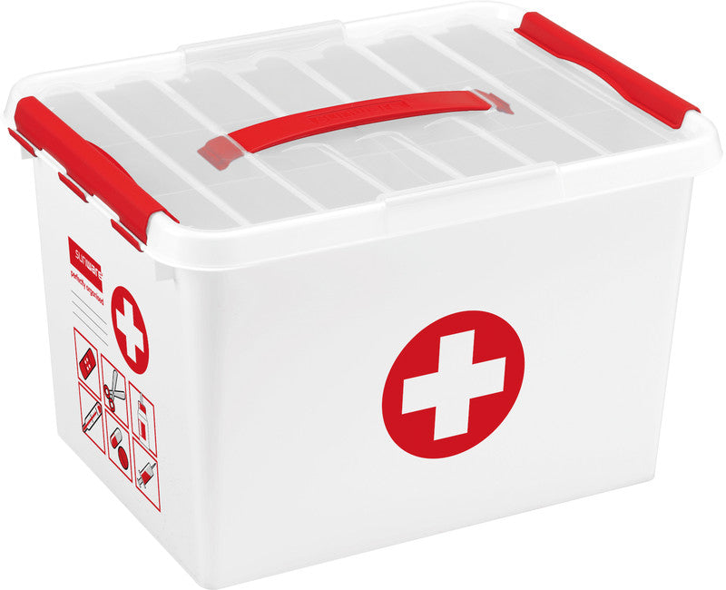 Helit die q-line Aufbewahrungsbox 22 l – mit Tragegriff, Clipdeckel, stapelbar, 400 × 260 × 300 mm, weiss