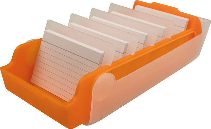 Helit Karteikasten A7 quer, liniert, orange transparent, Kunststoff – 100 Stück