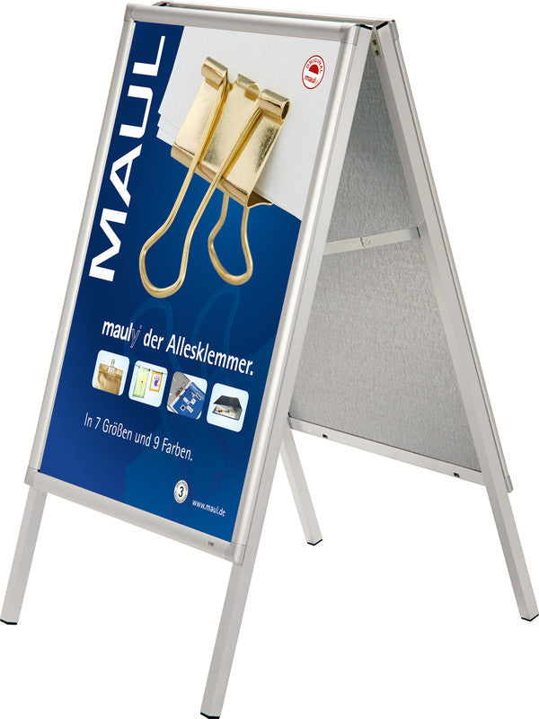 MAUL Plakatständer – für A1 hoch, silber, Metall/Kunststoff, 624×756×1115 mm