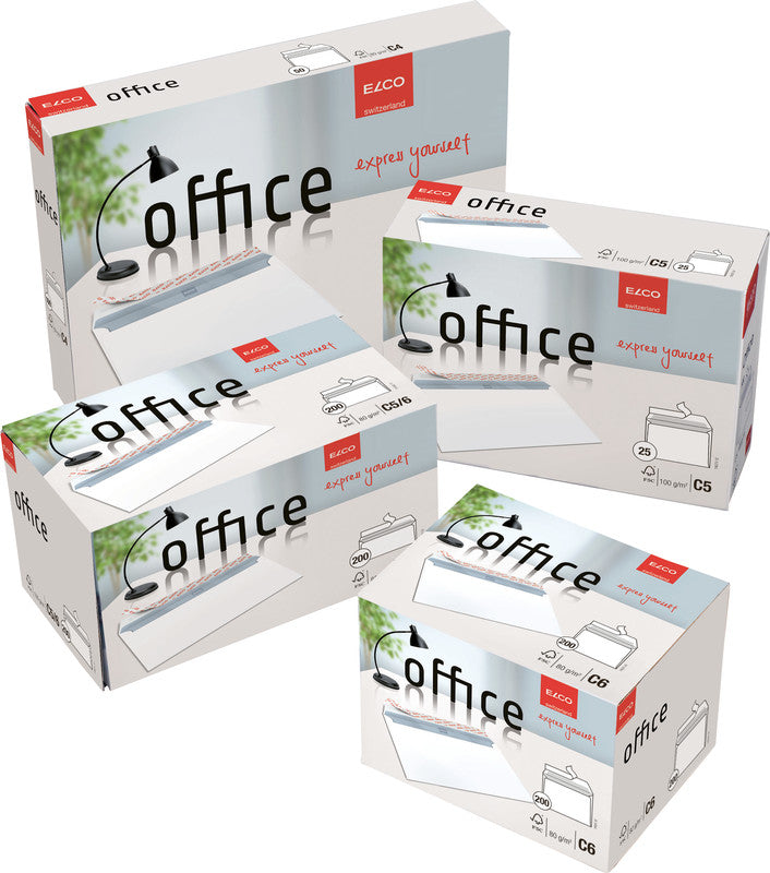 Elco Couvert C5/6, Fenster rechts, Haftklebung, hochweiss, 80 g/m², mit Innendruck – 200 Stk.