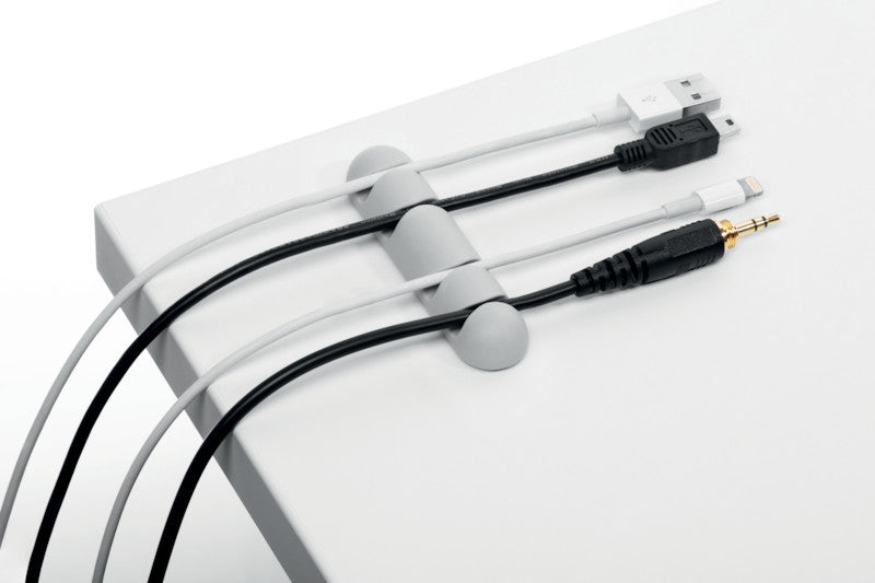 Durable Kabel-Clip – 82 × 20 mm, Kunststoff, Grau, selbstklebend, 2er-Pack, für 4 Kabel bis Ø 5 mm