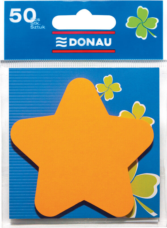 Donau Motiv-Haftnotizen Stern – 80 × 80 mm – Orange, 50 Blatt/Block