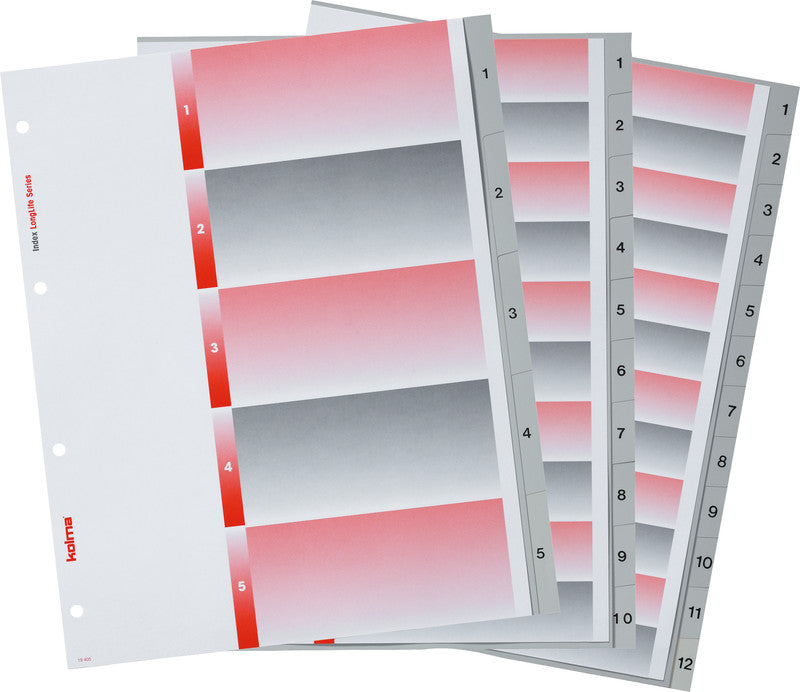 Kolma LongLife XL Register – 31-teilig, PVC, grau, vorgedruckt, 4-fach Lochung, für A4 hoch überbreit