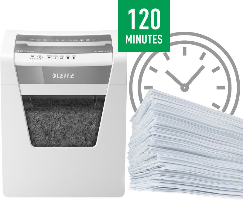 Leitz IQ Office – Aktenvernichter, DIN P-5, Mikroschnitt 2 × 15 mm, 10 Blatt, 23 l, A4