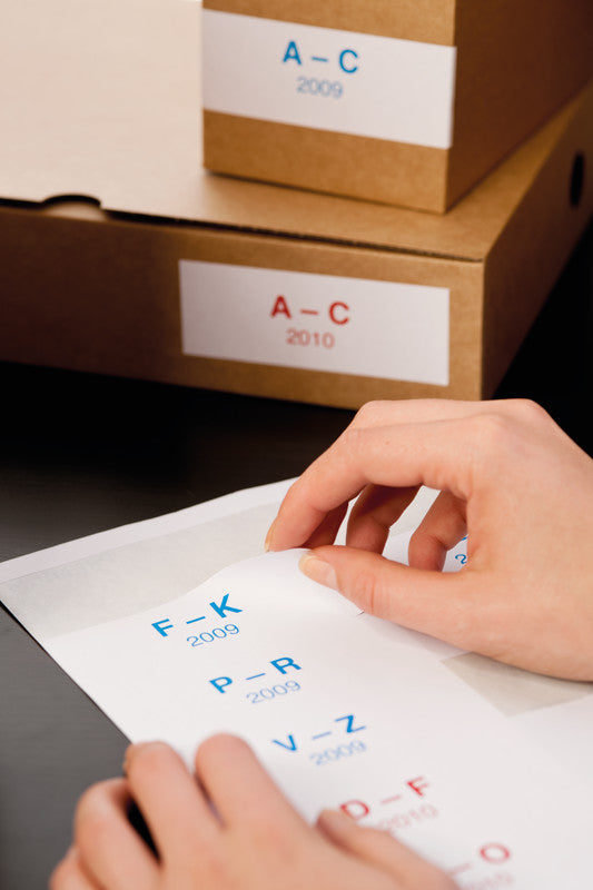 Q-CONNECT Drucketiketten, 105 mm × 42 mm, weiss, Papier, permanent, 1400 Etiketten (100 Blatt)