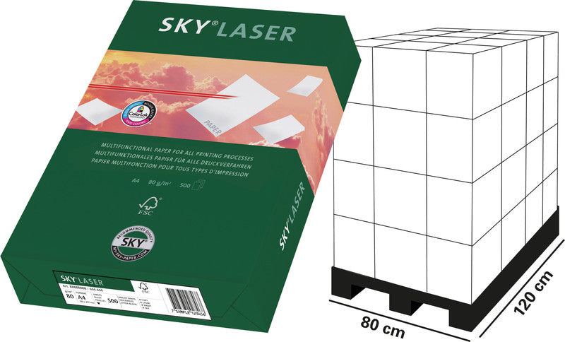 Sky laser Kopierpapier – A4, 80 g/m², weiss – für Inkjet/Laser/Kopierer – FSC – 500 Blatt