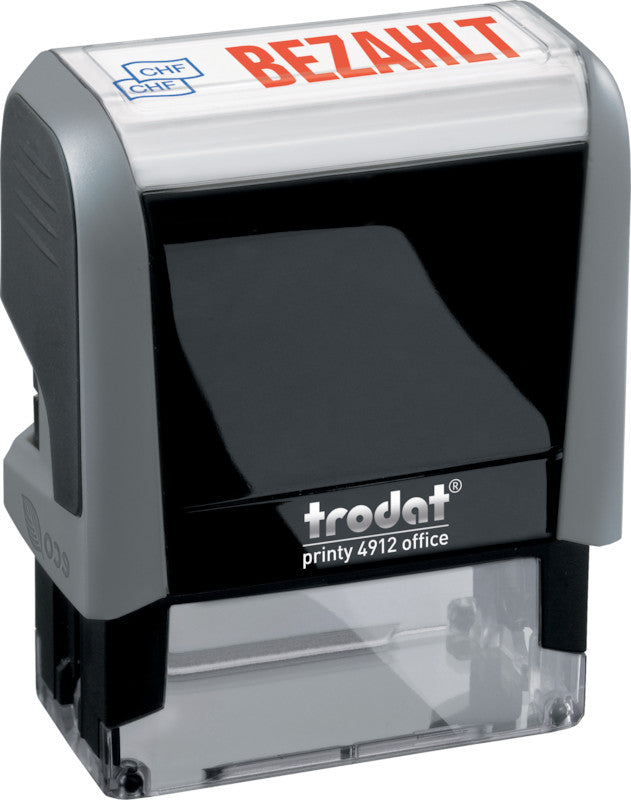 Trodat Motivstempel Printy 4912 – Motiv: Bezahlt CHF, selbstfärbend, Kunststoff, 47 × 18 mm, Deutsch