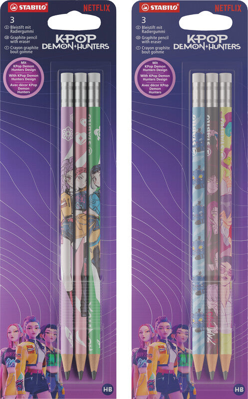 STABILO Runde Bleistifte mit Radierer – 3er-Set