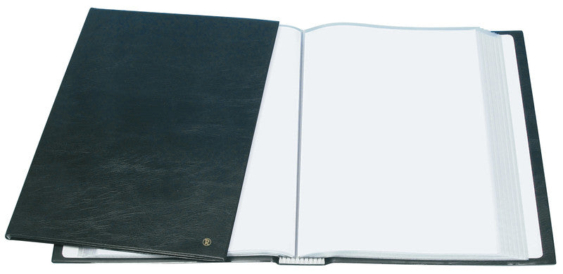 Rillstab Sichtbuch – 30 Sichttaschen, A4, austauschbar, genarbt, antireflex, schwarz, Kunstleder