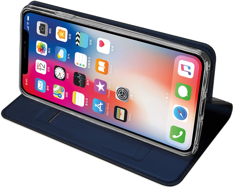 Dux Ducis Booklet-Hülle Skin Pro – für Apple iPhone XR – dunkelblau – mit Kartenfach, Magnetverschluss