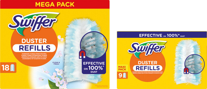 Swiffer Nachfüllpackung Reinigungstücher – für SWIFFER Staubmagnet, gelb, 9 Stk.