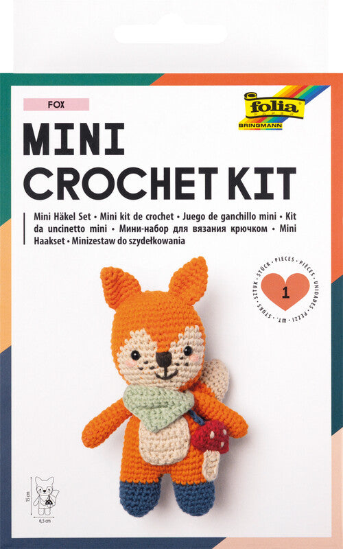 Folia Mini-Häkel-Set – Bastelset – Fuchs – 6,5 × 15 cm