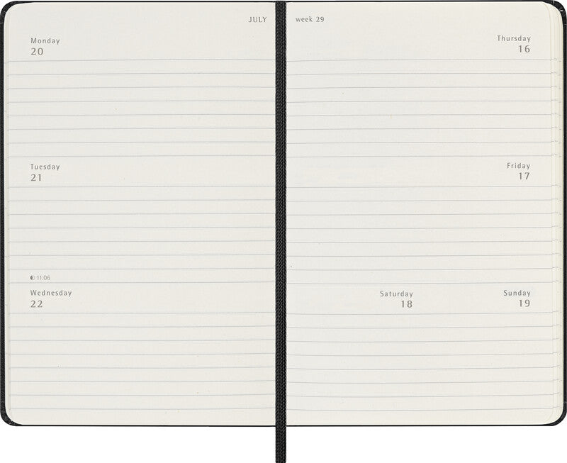 Moleskine Schüleragenda – 1 Woche/2 Seiten, gebunden, 9 × 14 cm, 18 Monate Juli–Dezember, 2026/2027, Englisch, FSC