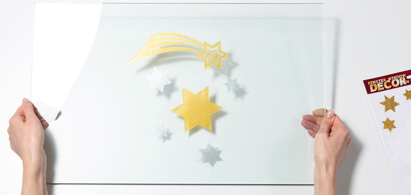 HERMA Fensterdekor Sterne, gold, Folie, 21 × 29,7 cm, wiederverwendbar, 1 Stück