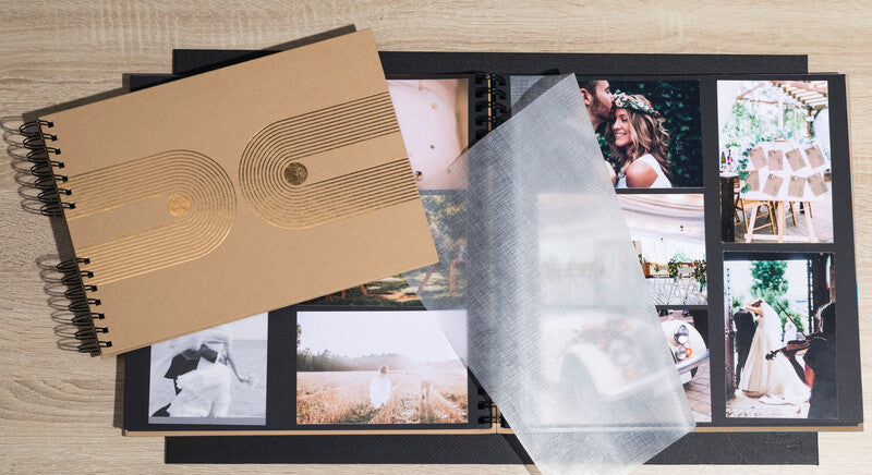 Exacompta Fotoalbum Wiro Graphik – für 320 × 320 mm, Kraft, mit Pergaminzwischenblättern, Spiralbindung, Karton