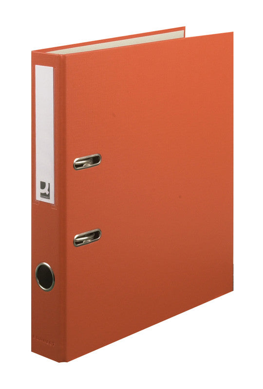 Q-connect Ordner – A4 hoch – 2-Ring Hebelmechanik, Rücken 40 mm – orange, Karton, mit Griffloch, FSC