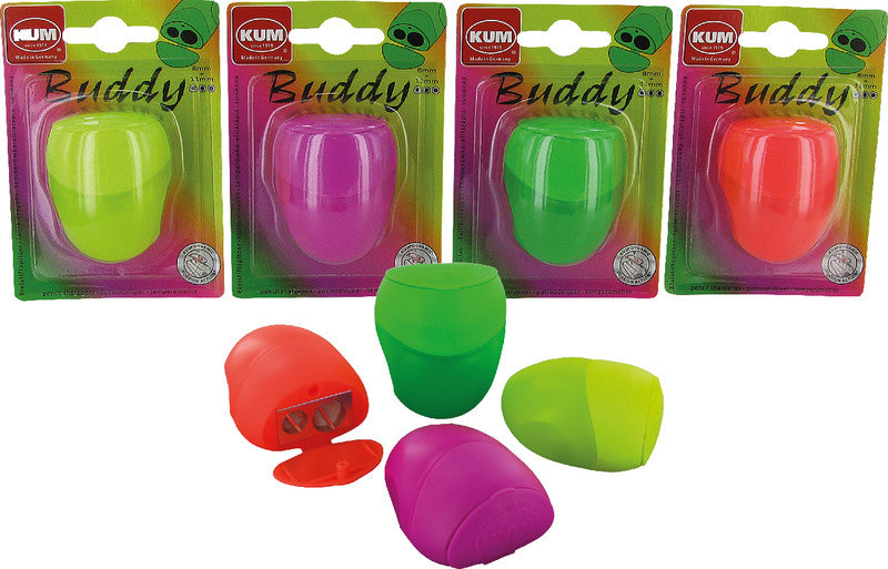 Kum Spitzer – manuell, 2-Loch, mit Behälter, für Blei- & Buntstifte Ø 8 & 11 mm, Kunststoff, assortiert