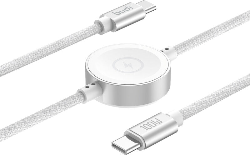 Budi USB-C auf USB-C Kabel – 1,5 m – Weiss – für Apple Watch und USB-C-Geräte