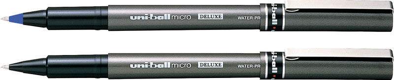 Uni-Ball micro Deluxe – Tintenroller, wasserfest, mit Kappe, 0,3 mm, blau