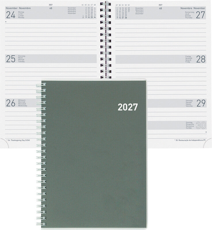 Biella Dispo Term Agenda – 1 Woche/2 Seiten, Spiralbindung, 14,5 × 20,5 cm, 2027, FSC