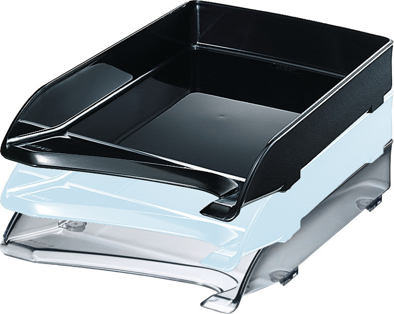 Leitz Briefkorb – mit Griffausschnitt, mit Beschriftungsfeld, glänzend, blau, B 250 × H 63 × T 350 mm